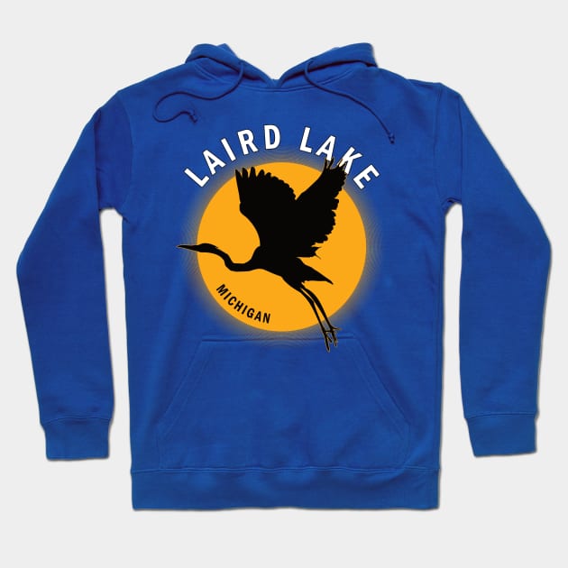 Laird Lake in Michigan Heron Sunrise Hoodie by BirdsEyeWorks